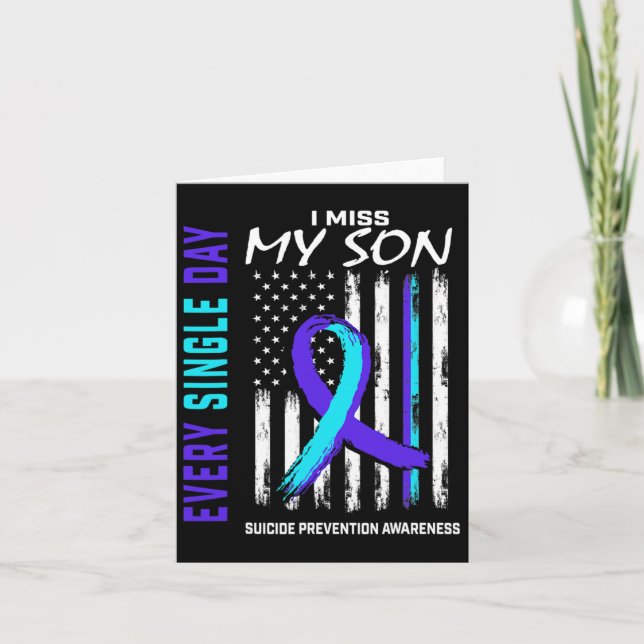 Jag saknar min son Suicide Prevention Awareness Am Kort (Framsida)