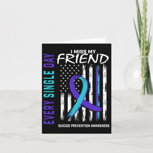 Jag saknar min vän Suicide Awareness Prevention Am Kort (Framsida)