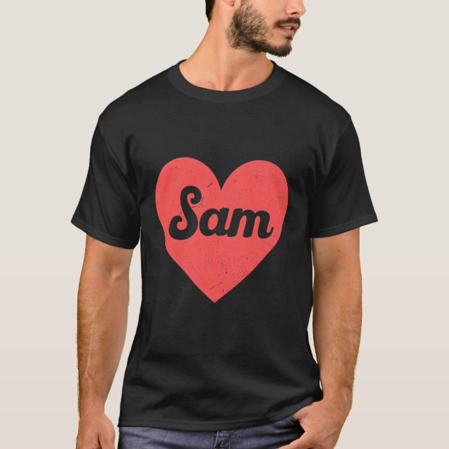 Jag Sam First Namn och han i Kärlek Sam Sam T Shirt (Framsida)