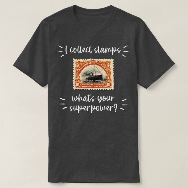 JAG SAMLAR IN FRIMÄRKE VILKA DINA SUPERBEFOGENHETE T SHIRT (Design framsida)