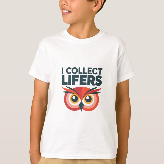 Jag samlar in lefers - Ljuny Red Uggla Birding Gra T Shirt (Framsida)