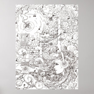 Jag satt vid hav - illustration poster
