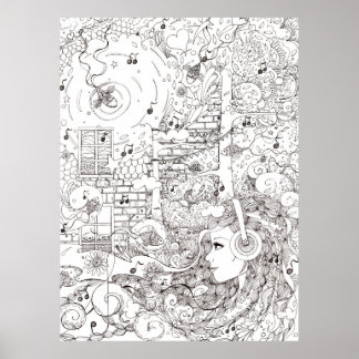 Jag satt vid havet - illustration poster