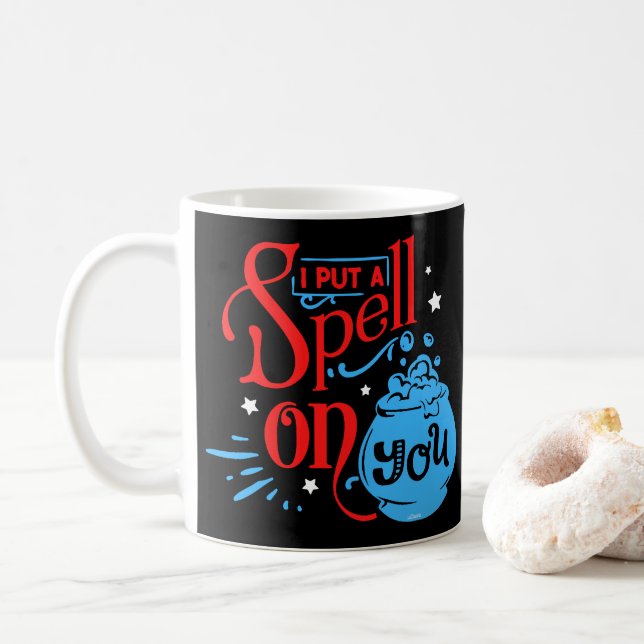 JAG SATTE EN SPELL PÅ DIG, Lustigt, halloween häxc Kaffemugg (Med munk)