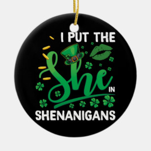 Jag satte henne i Shenanigans St patrick's day Julgransprydnad Keramik