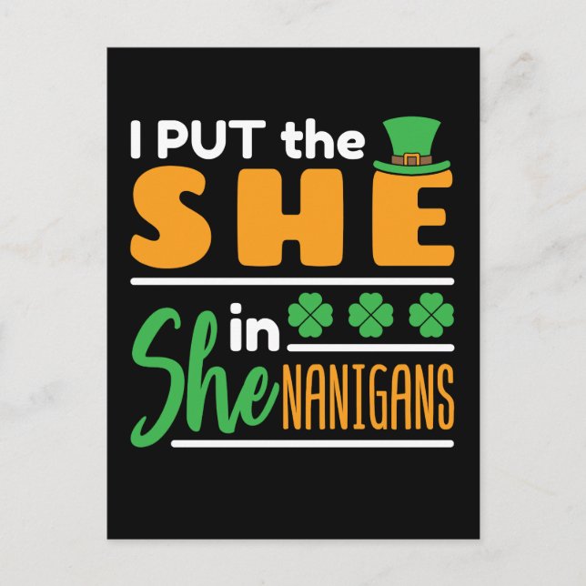Jag satte henne i Shenanigans St Patricks Women Vykort (Framsida)