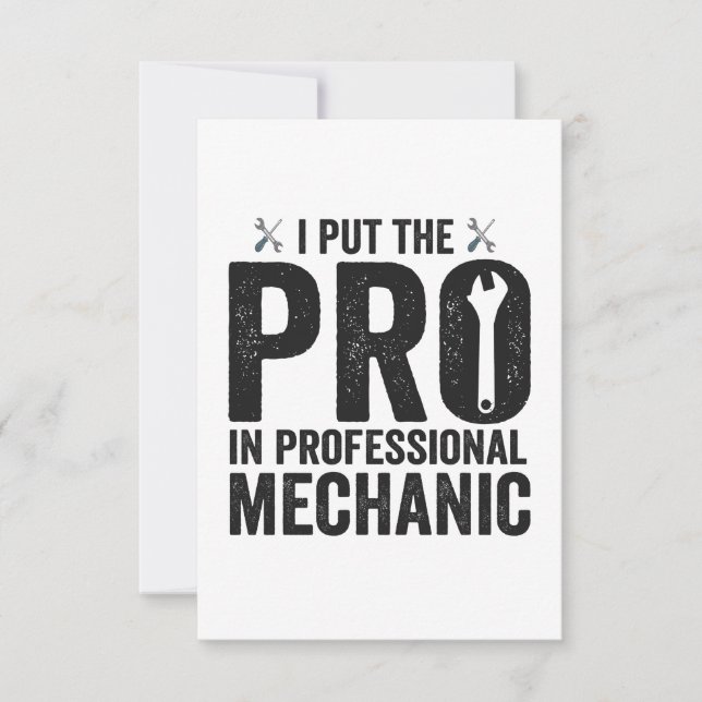 Jag satte Pro i Professionell Mechanic Funny Gift Tack Kort (Framsida)