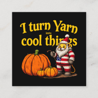 Jag sätter in garn i Coola Sak Knitting & Crochet Fyrkantigt Visitkort