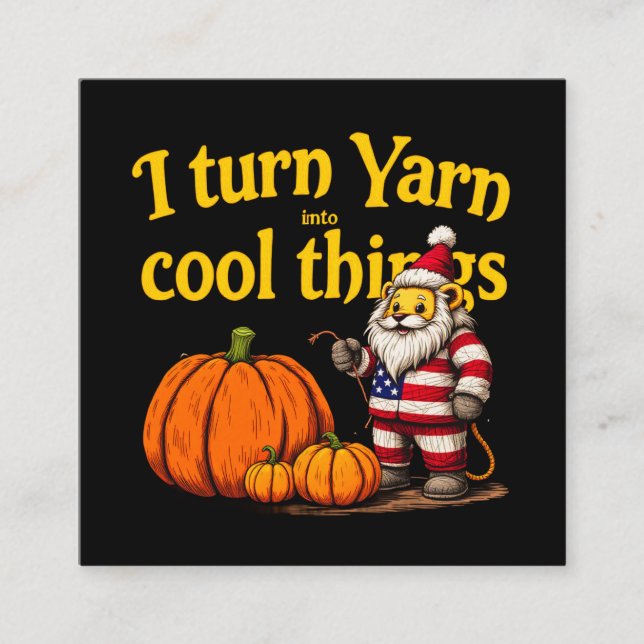 Jag sätter in garn i Coola Sak Knitting & Crochet Fyrkantigt Visitkort (Framsida)