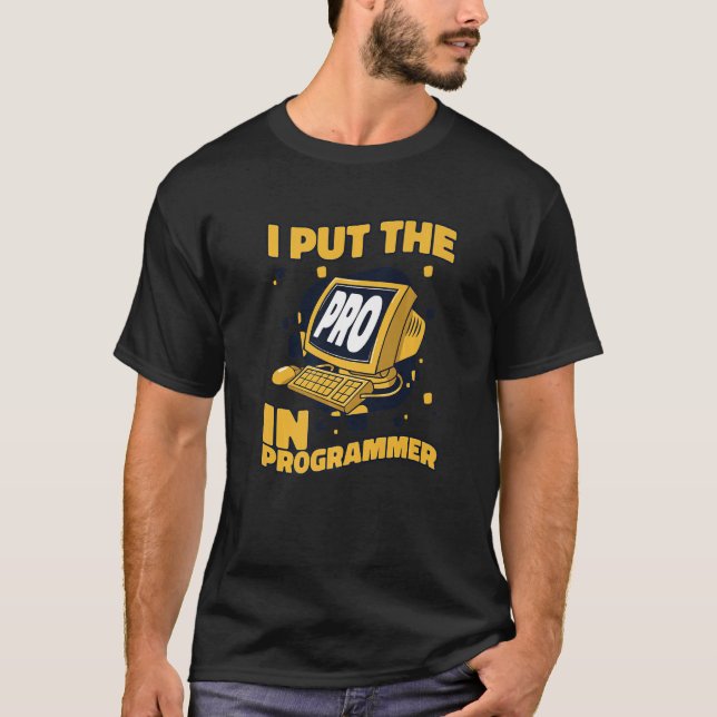 Jag sätter in Pro i Programmer Stack Software De T Shirt (Framsida)