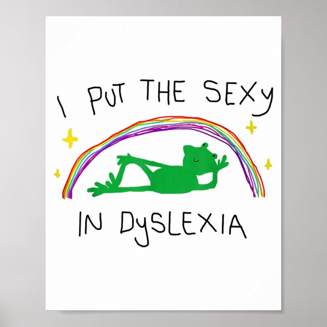 Jag Sätter Y I Dyslexi Rolig Söt Groda Citat Poster (Framsidan)