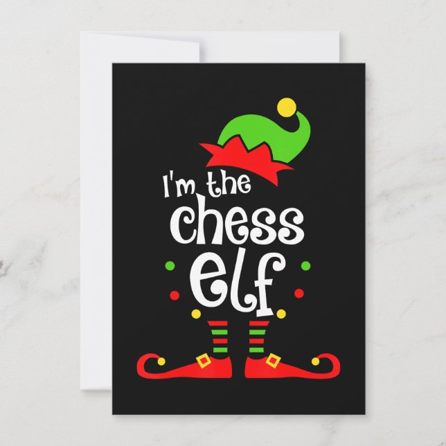 jag schack elf xmas familjevän julpresent inbjudningar (Framsida)