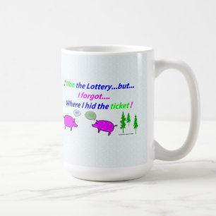 Jag segrade lotterimuggen (men gömmde biljetten). kaffemugg