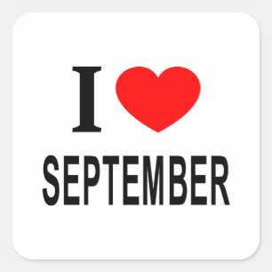 Jag ❤️ SEPTEMBER Jag älskar SEPTEMBER Jag älskar S Fyrkantigt Klistermärke