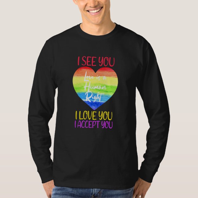 Jag ser att jag Kärlek.. Jag accepterar dig LGTBQ  T Shirt (Framsida)
