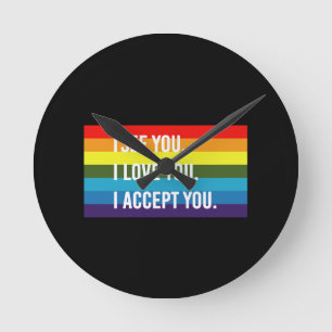 Jag ser att jag Kärlek.. Jag accepterar Gay pride Rund Klocka