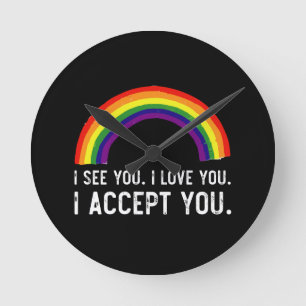 Jag ser att jag Kärlek.. Jag accepterar Gay pride Rund Klocka