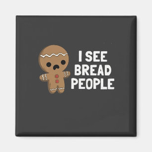 Jag ser Bread People, roligt julgingerbröd Magnet