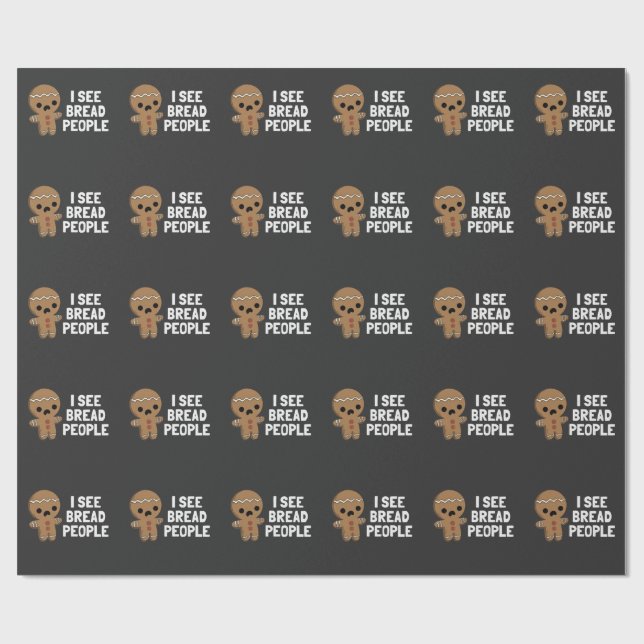 Jag ser Bread People, roligt julgingerbröd Presentpapper (Platt)