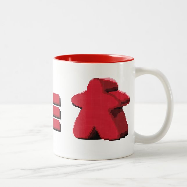 Jag ser den röda Meeple kaffemuggen Två-Tonad Mugg (Höger)