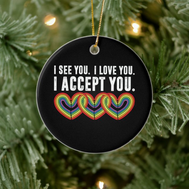 Jag ser dig i Kärlek... Jag accepterar dig Regnbåg Julgransprydnad Keramik (Träd)