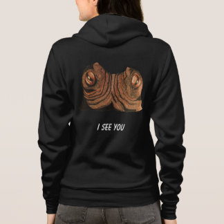 Jag ser dig kvinna mörka hoodie tee