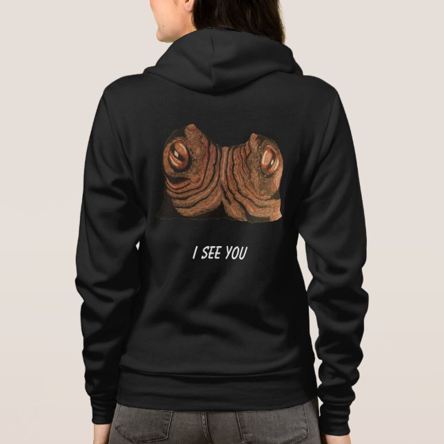 Jag ser dig kvinna mörka hoodie tee (Baksida)