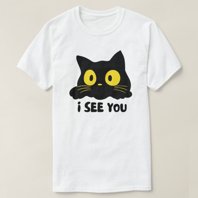 Jag Ser Dig Svart Katt Design T Shirt (Design framsida)