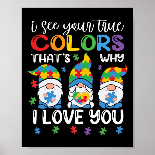 Jag ser din sanna Färg Gnomes Autism Awareness Spe Poster (Framsidan)