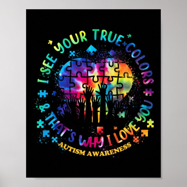Jag ser din sanna Färg Puzzle World Autism Awarene Poster (Framsidan)