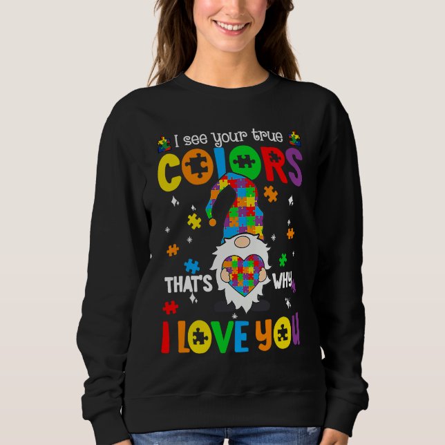 Jag ser dina sanna färger Gnomes Autism Acceptans  T Shirt (Framsida)