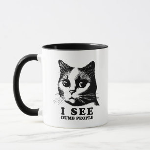 Jag ser Dumb People Funny Cat Mugg