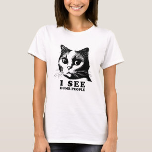 Jag ser Dumb People Funny Cat T Shirt
