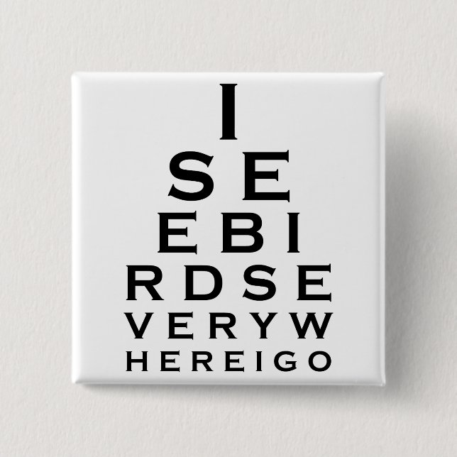 Jag ser fågel Eyechart Knapp (Framsida)