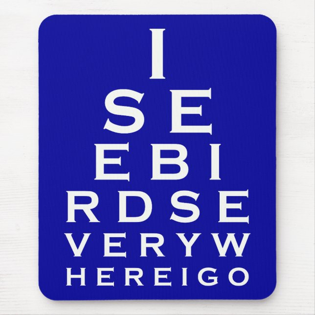 Jag ser fåglar Eyechart Musmatta (Framsidan)