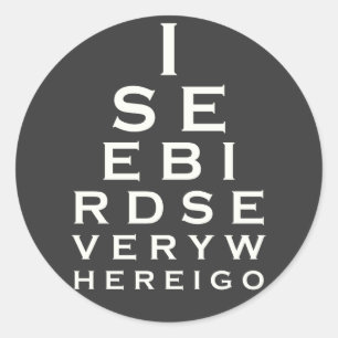 Jag ser fåglar Eyechart Runt Klistermärke