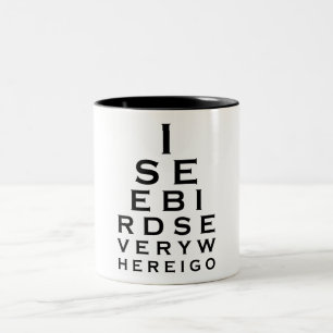Jag ser fåglar Eyechart Två-Tonad Mugg