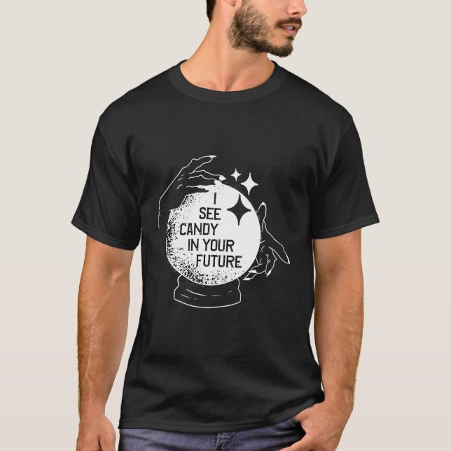 Jag ser godis i din framtida Halloween T Shirt (Framsida)