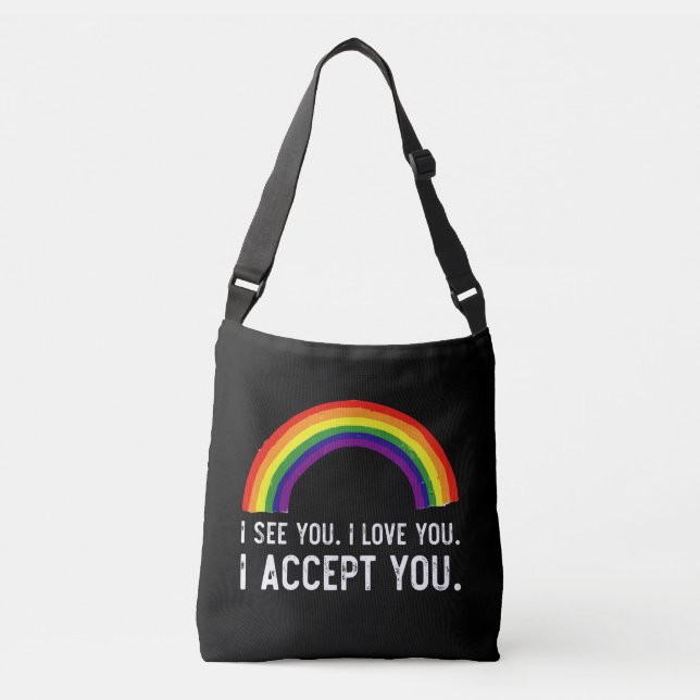 Jag ser jag älskar dig jag accepterar dig Gay Prid Axelväska (Framsida)