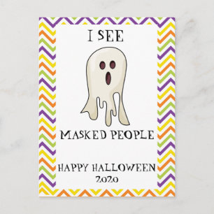 Jag ser maskerade personer 2020 Halloween Ghost Fu Vykort
