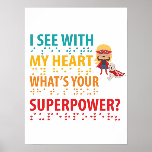 Jag ser med min hjärna-flicka - blindskrift poster (Framsidan)