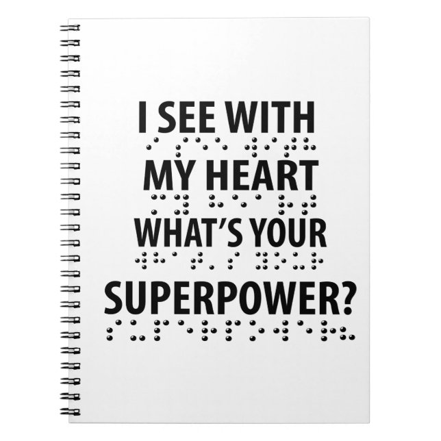 Jag ser med mitt hjärta - blindskrift anteckningsbok (Framsidan)