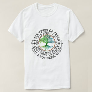 Jag ser också träd i grönt röd ros t shirt
