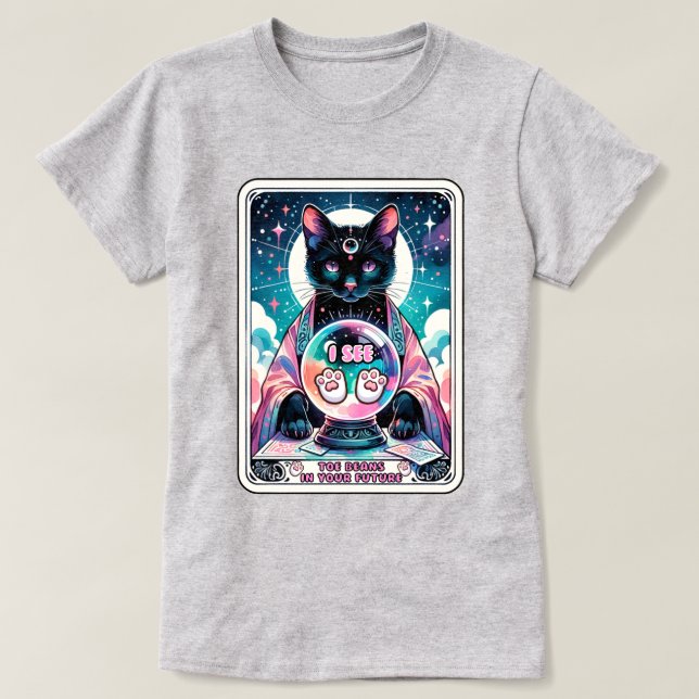 Jag ser Toe Beans Cat Tarot Card T-Shirt (Design framsida)