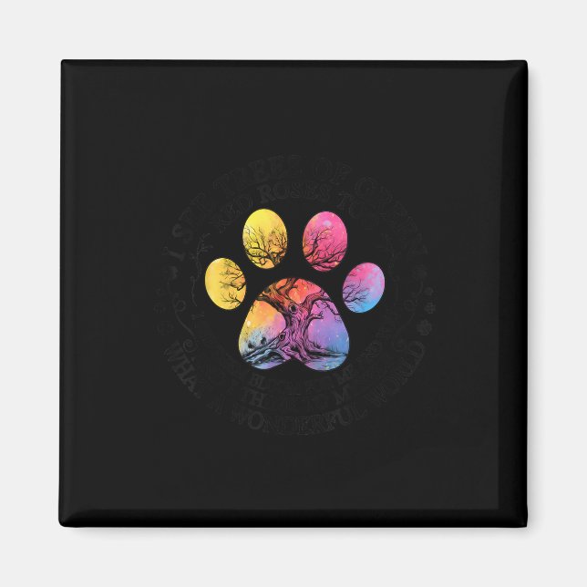 Jag ser Träd Grönt Röd ros Wonderful World Earth Magnet (Framsidan)