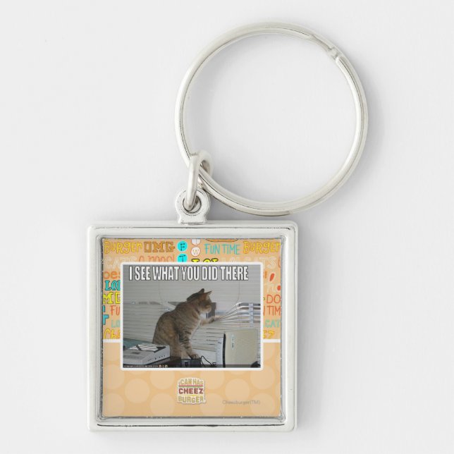 Jag ser vad du gjorde där fyrkantig silverfärgad nyckelring (Framsidan)