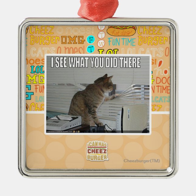 Jag ser vad du gjorde där julgransprydnad metall (Framsidan)