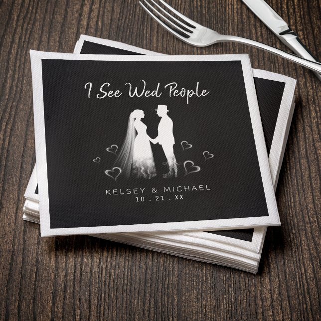 Jag ser vigda människor gotisk spökhalloweenbröllo pappersservett (Skapare uppladdad)