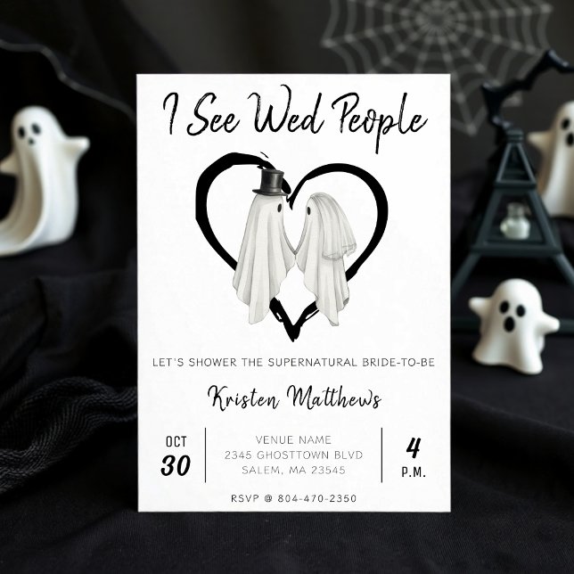 Jag ser Wed People Ghost Halloween Möhippa Inbjudningar (Skapare uppladdad)