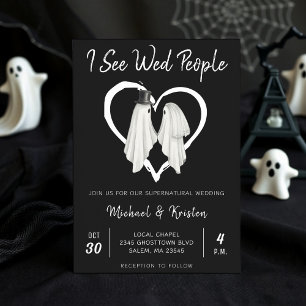 Jag ser Wed People Gothic Ghost Halloween Bröllop Inbjudningar
